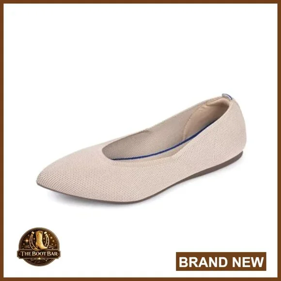 Pointed Toe Knit Flats with Memory Foam Insoles Slip-On Ballet Shoes - Picture 6 of 7